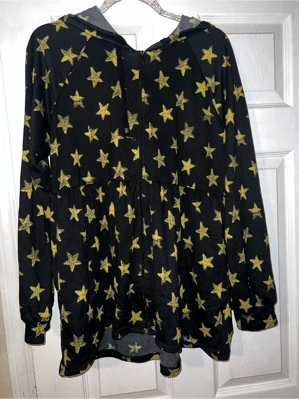 Lug shimmy brushed jersey zip up with golden rock stars  woman size large